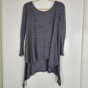 Free People High Low Waffle Knit‎ Tunic Long Sleeve Heather Grey XS Scoop Neck